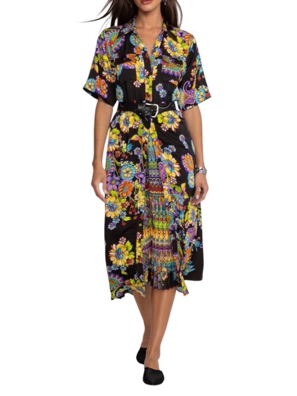 Johnny Was Catrina Midi Dress in The Meona Flower Print